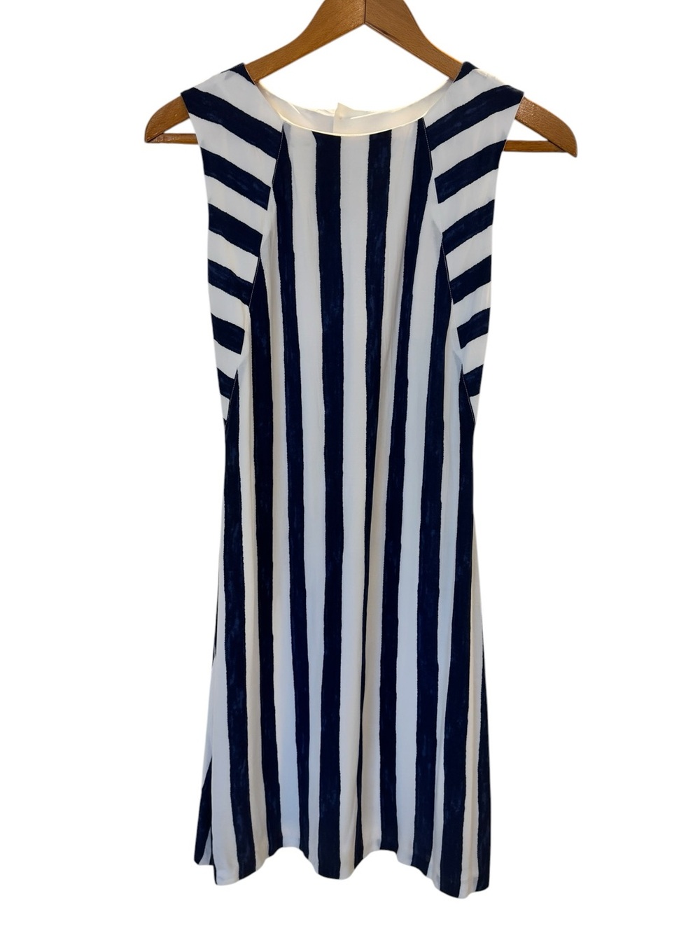 Z.O.A of New York Navy and White Vertical Stripe Sleeveless Midi Dress